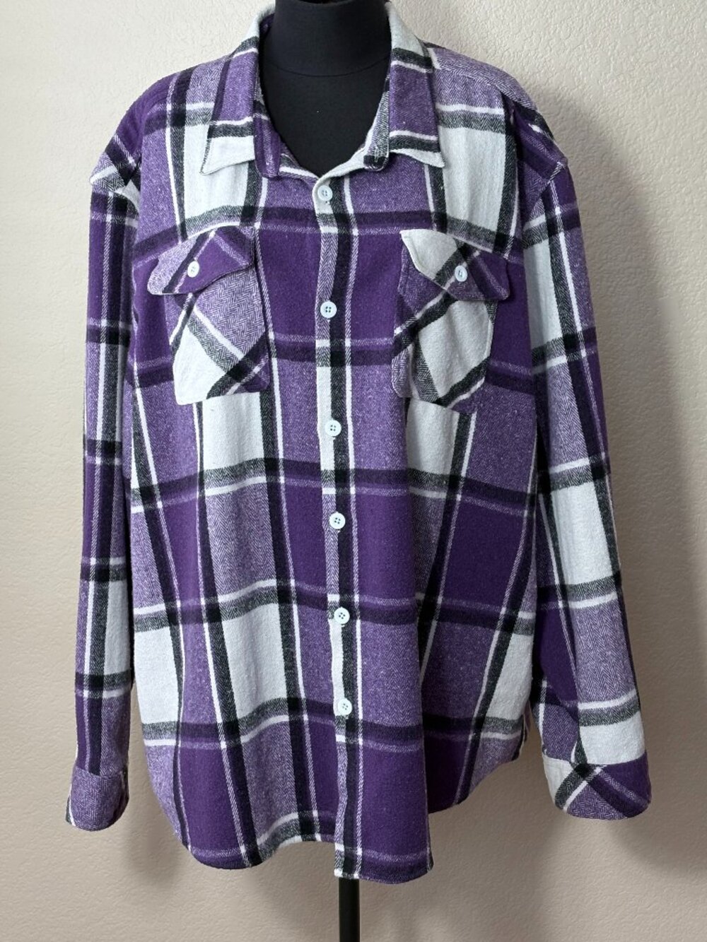 COOFANDY Mens 3XL Purple Plaid Heavyweight Flannel Shirt Jacket Shacket